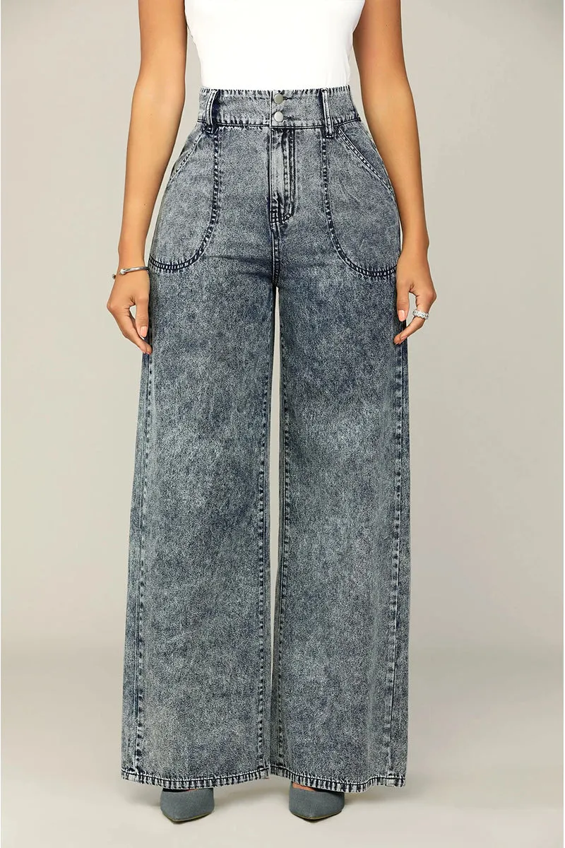 UR3075 Grey Denim Pants Set