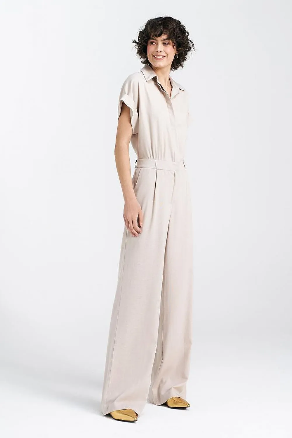 V-Neck Elegance Wide-Leg Jumpsuit