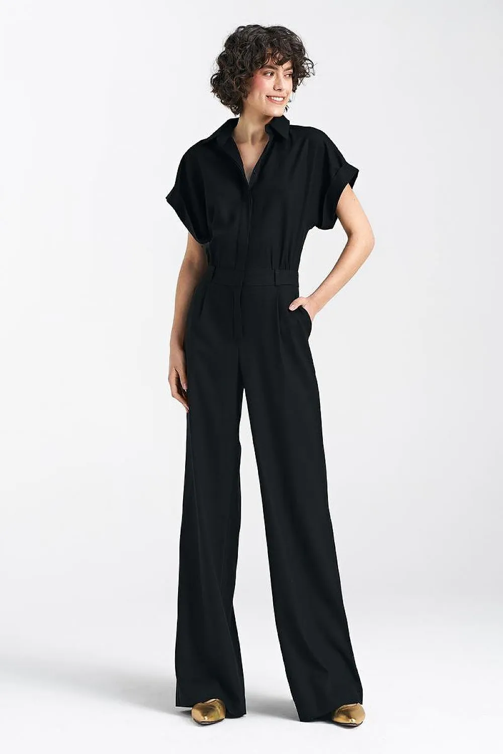 V-Neck Elegance Wide-Leg Jumpsuit