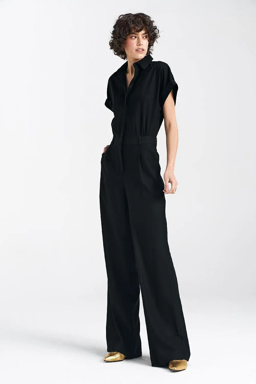 V-Neck Elegance Wide-Leg Jumpsuit