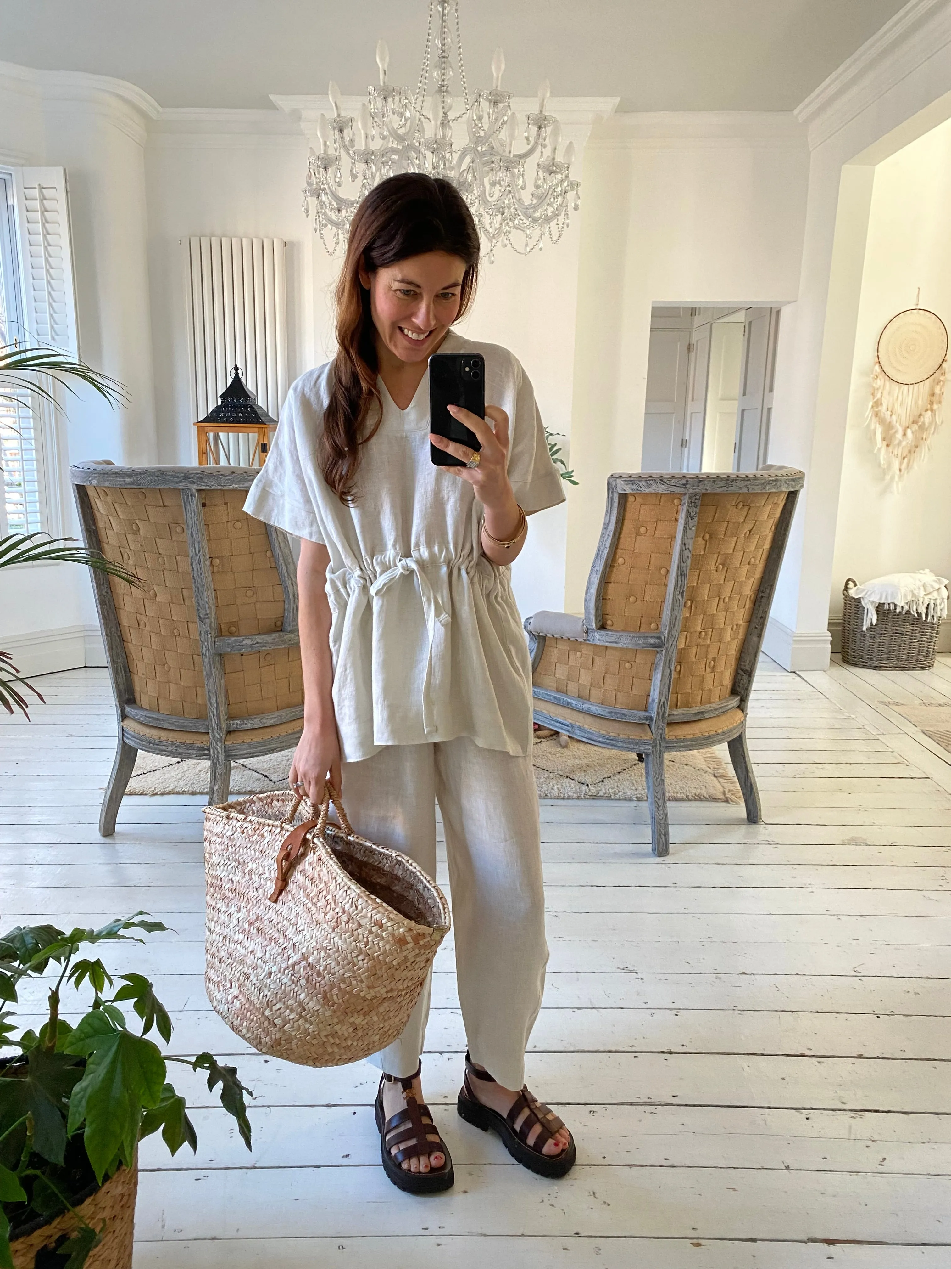 Vanora-May Linen Trousers in Stone