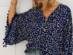 Vintage Style Boho Top with Tassels