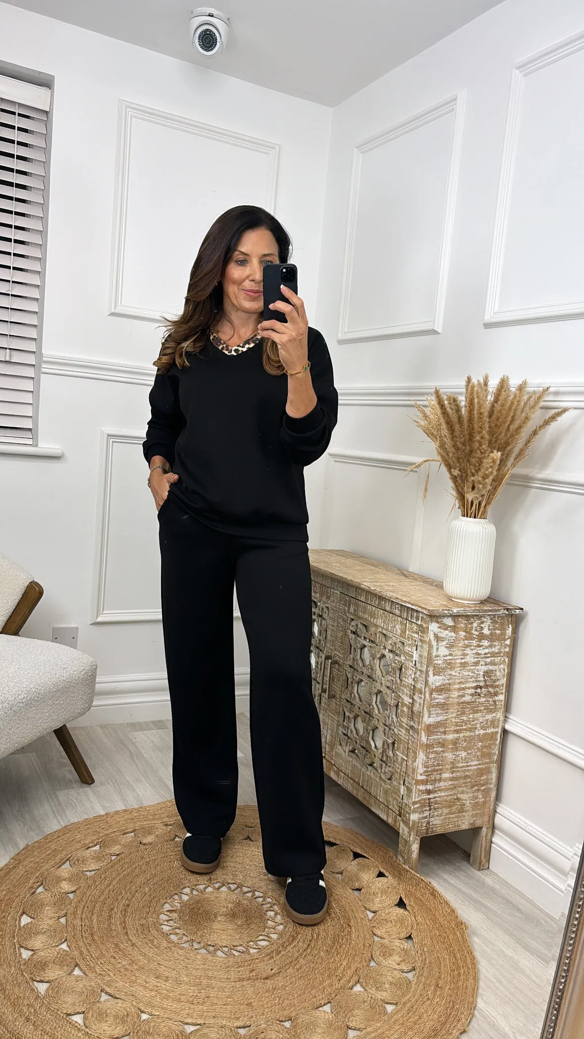 Vivien Black Leopard Trim Tracksuit