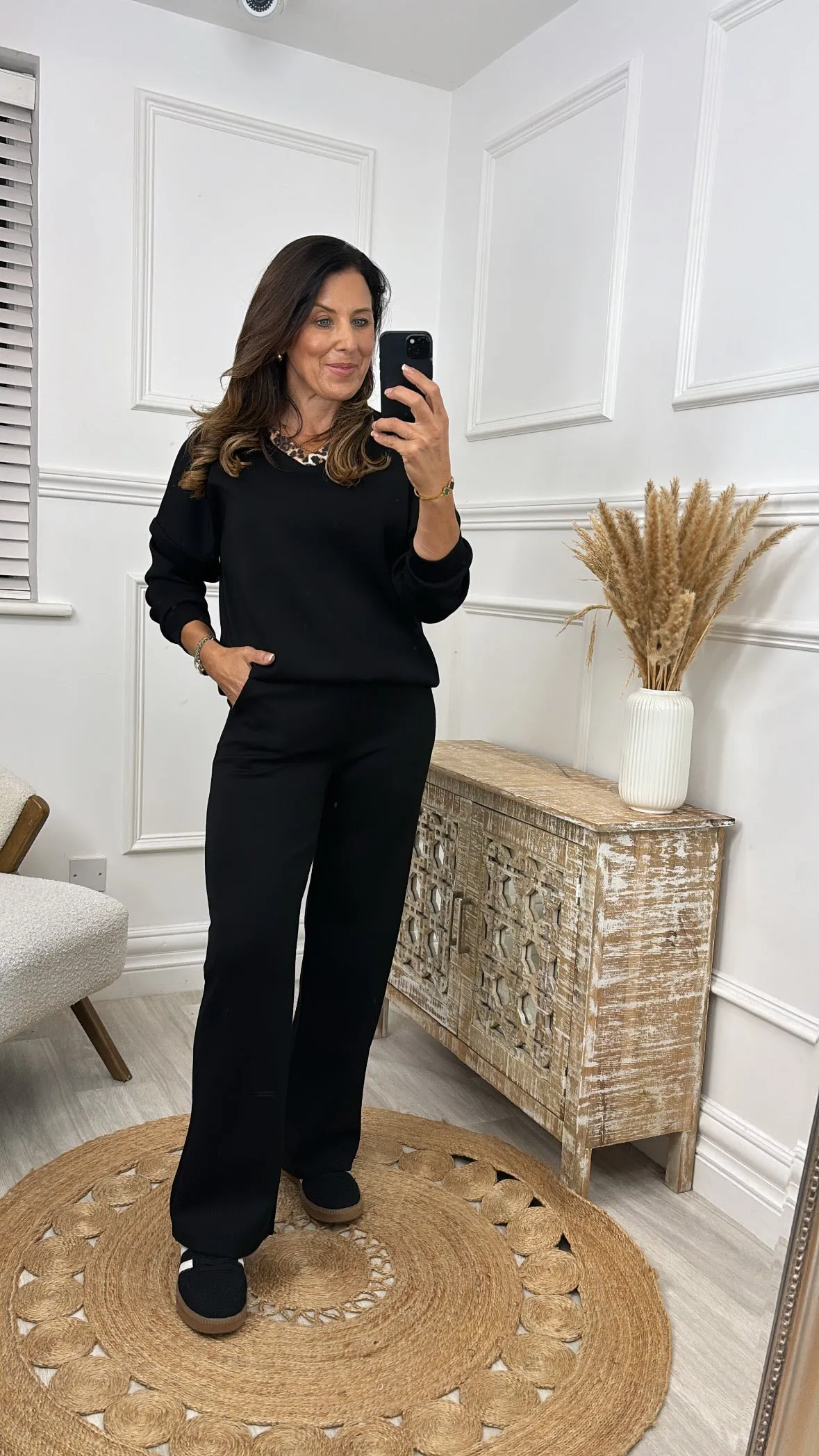 Vivien Black Leopard Trim Tracksuit