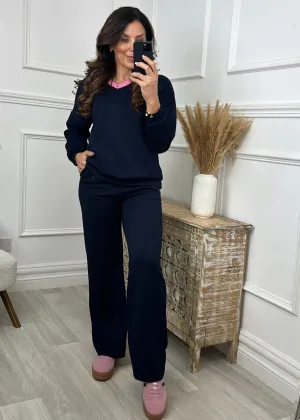 Vivien Navy Pink Trim Tracksuit