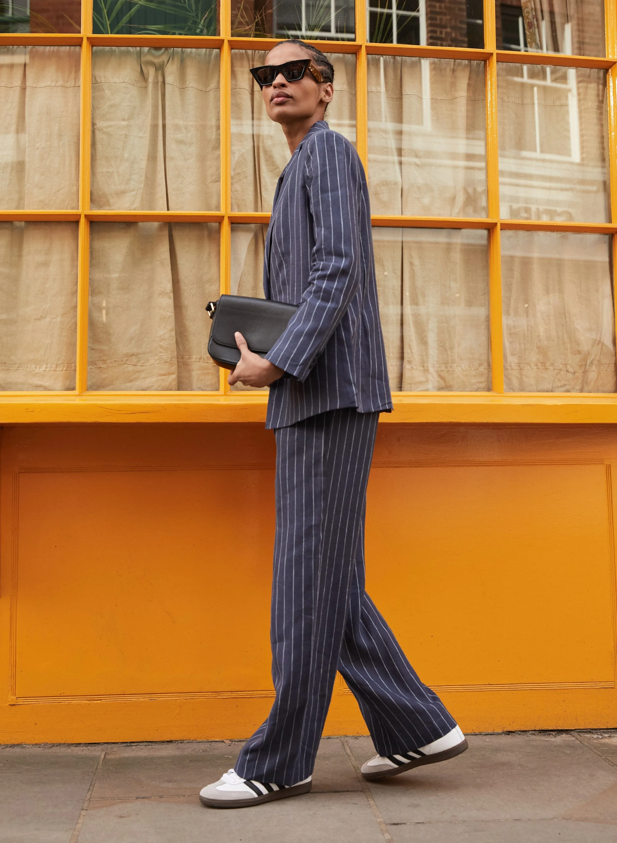 Vivienne Linen Trousers | Indigo & White Stripe