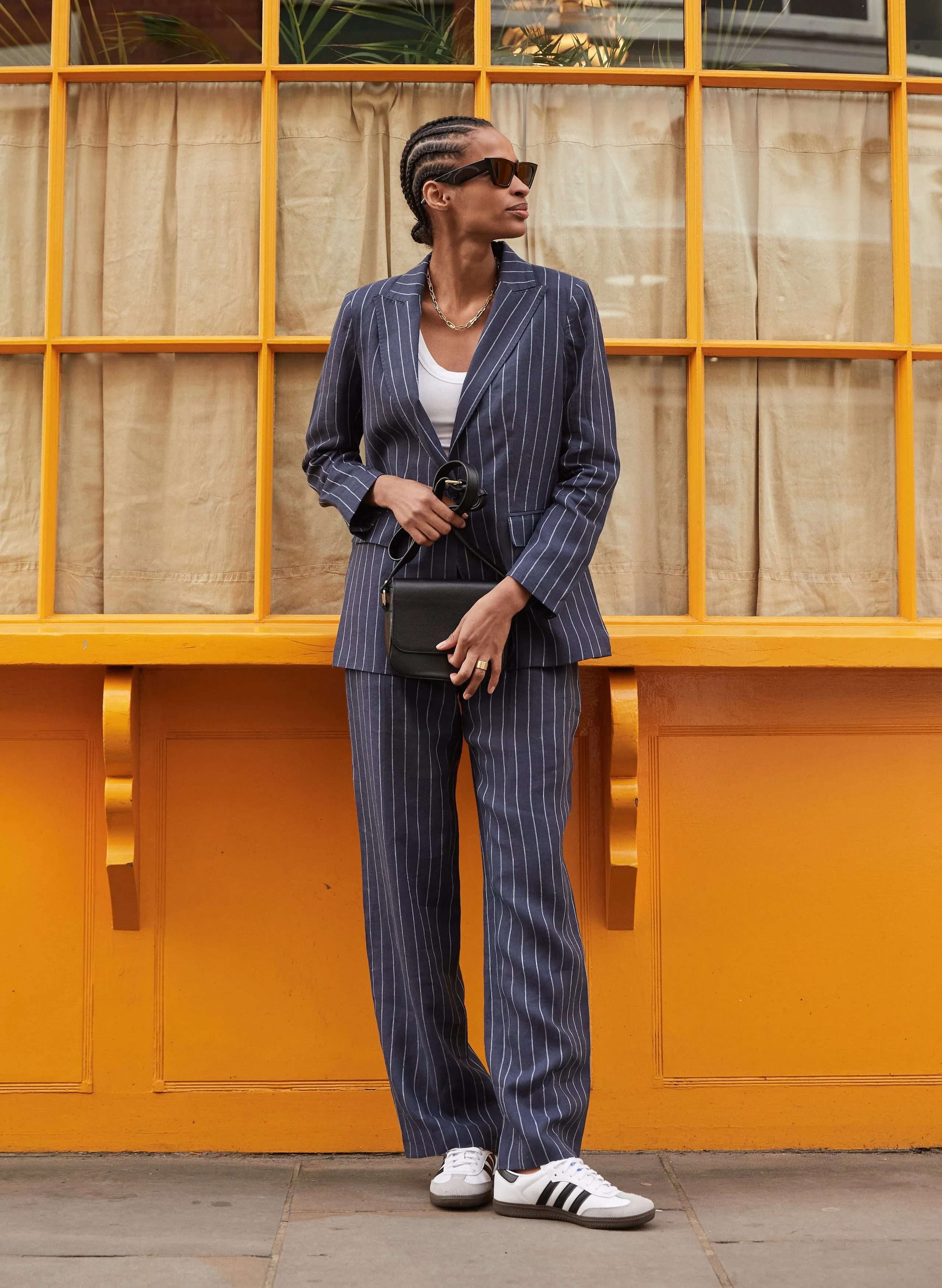 Vivienne Linen Trousers | Indigo & White Stripe