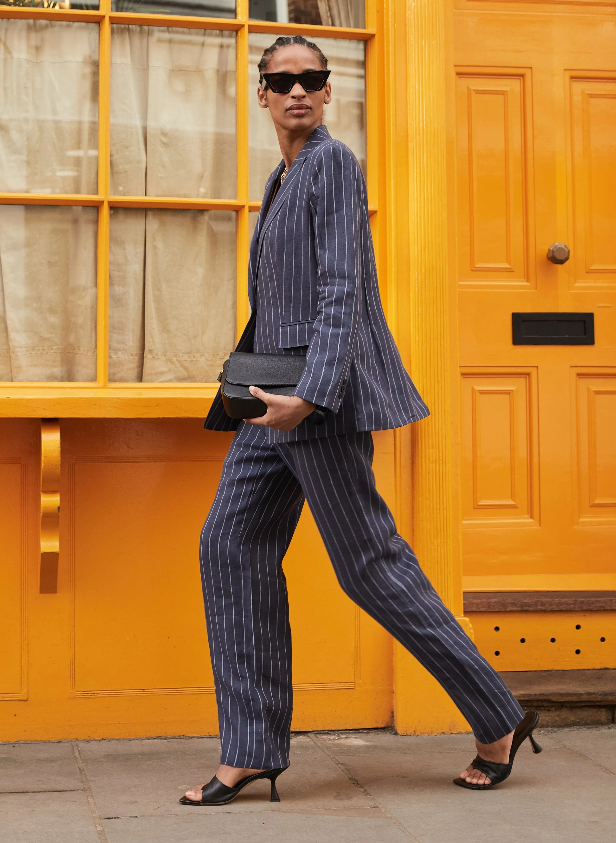 Vivienne Linen Trousers | Indigo & White Stripe