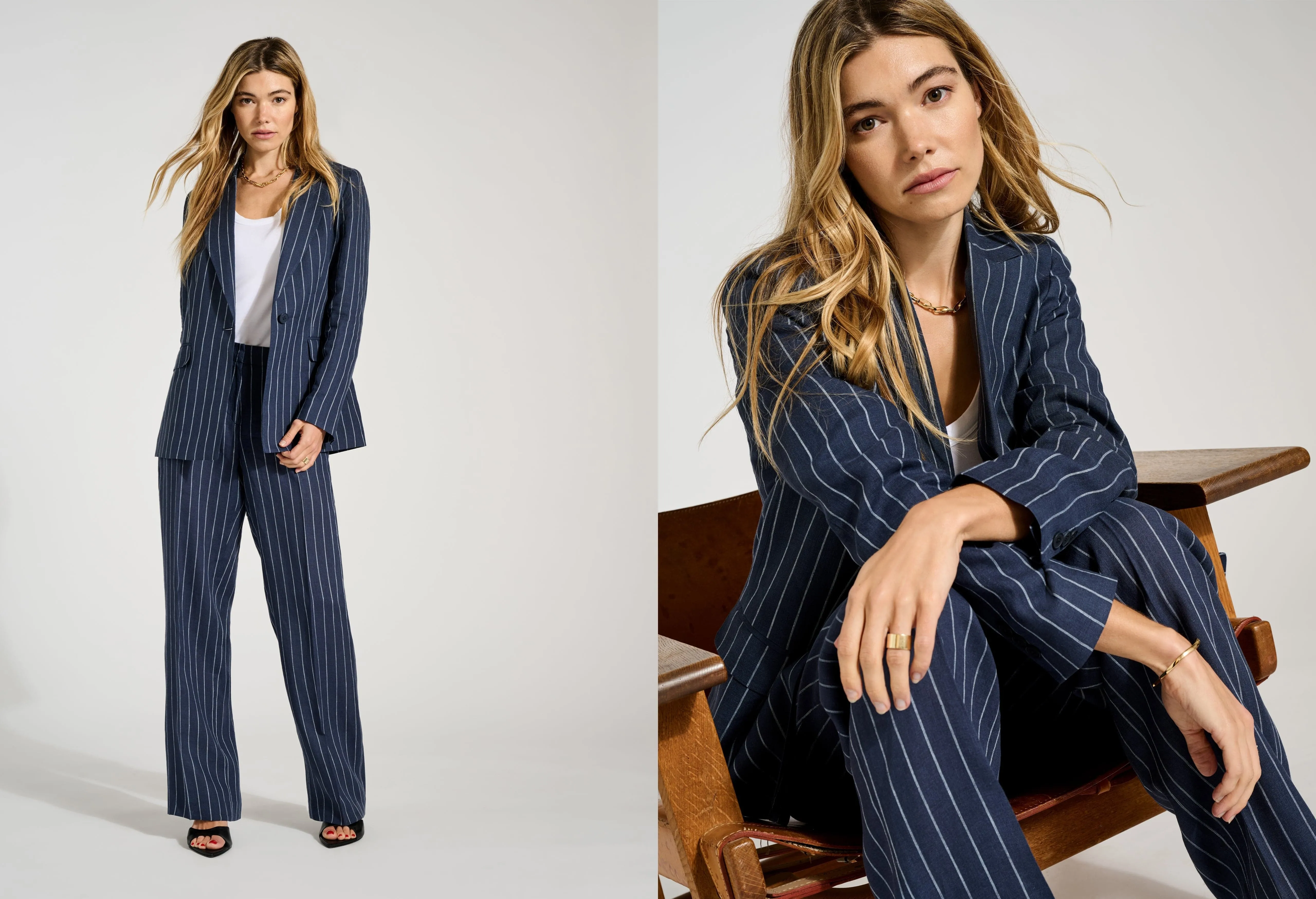 Vivienne Linen Trousers | Indigo & White Stripe