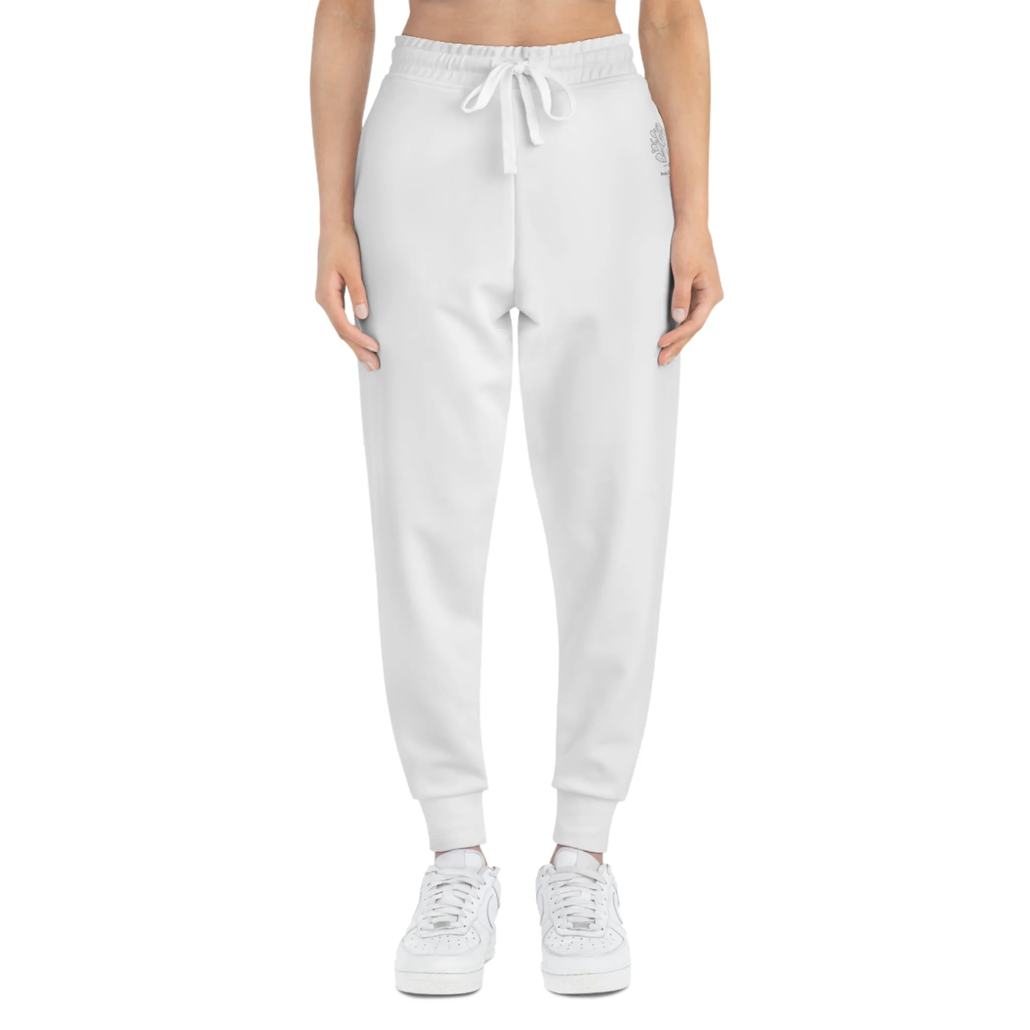 White Lightweight Athletic Joggers by Margo Makaroff - Perfect for Workouts and Relaxation with Personalization