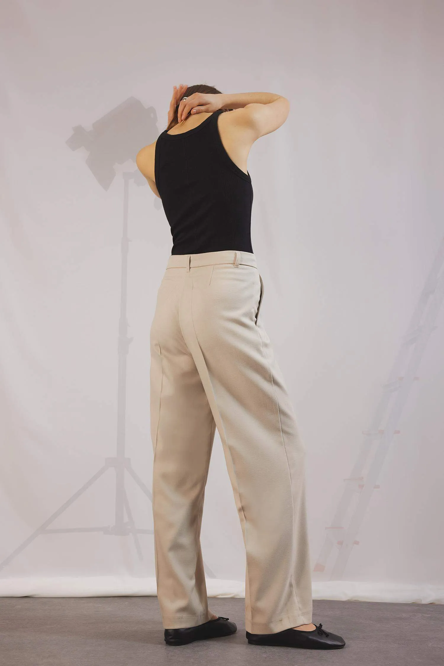 Wide Leg Pens Classic Palazzo Pants Wide Pleated Leg Basic Straight Long Size High Waist Pocket