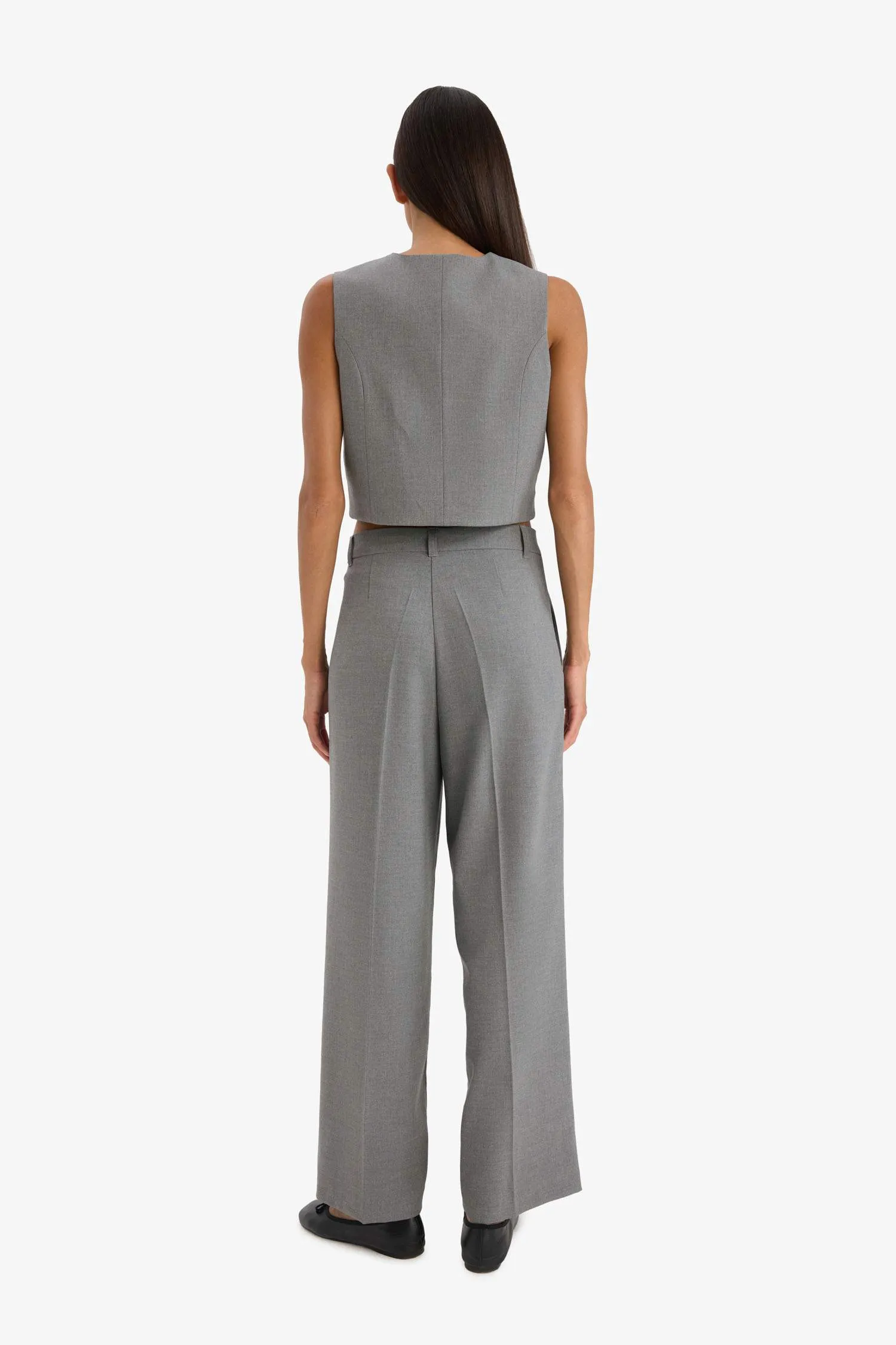 Wide Leg Pens Classic Palazzo Pants Wide Pleated Leg Basic Straight Long Size High Waist Pocket