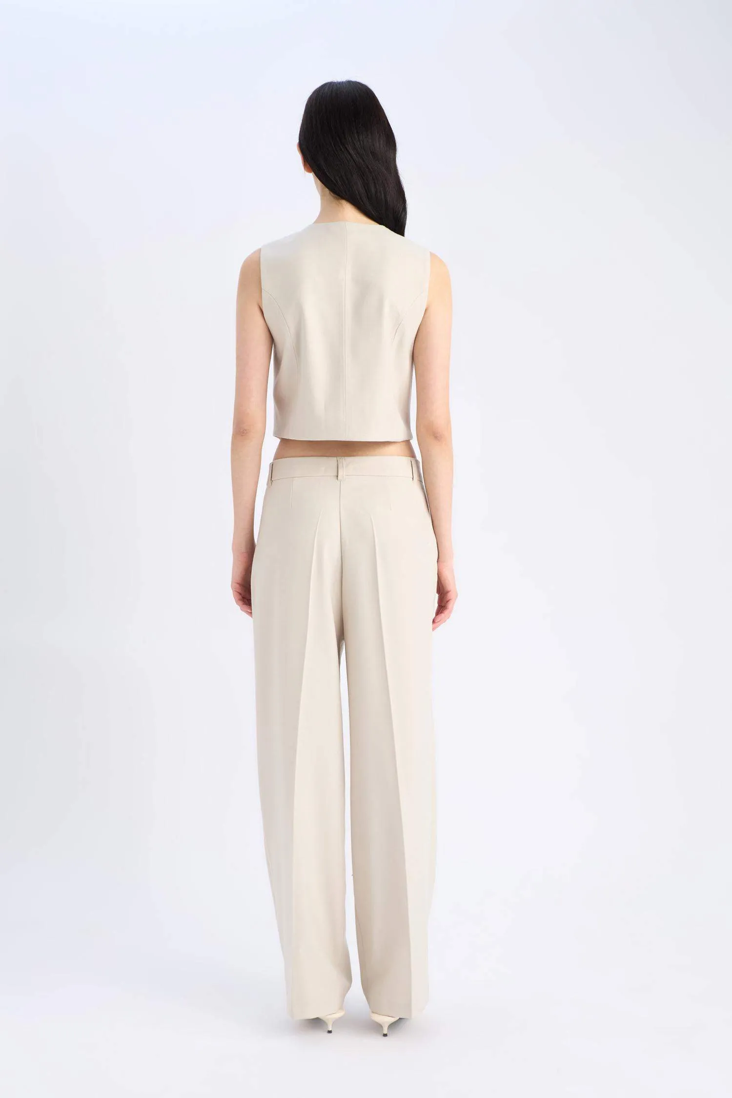 Wide Leg Pens Classic Palazzo Pants Wide Pleated Leg Basic Straight Long Size High Waist Pocket