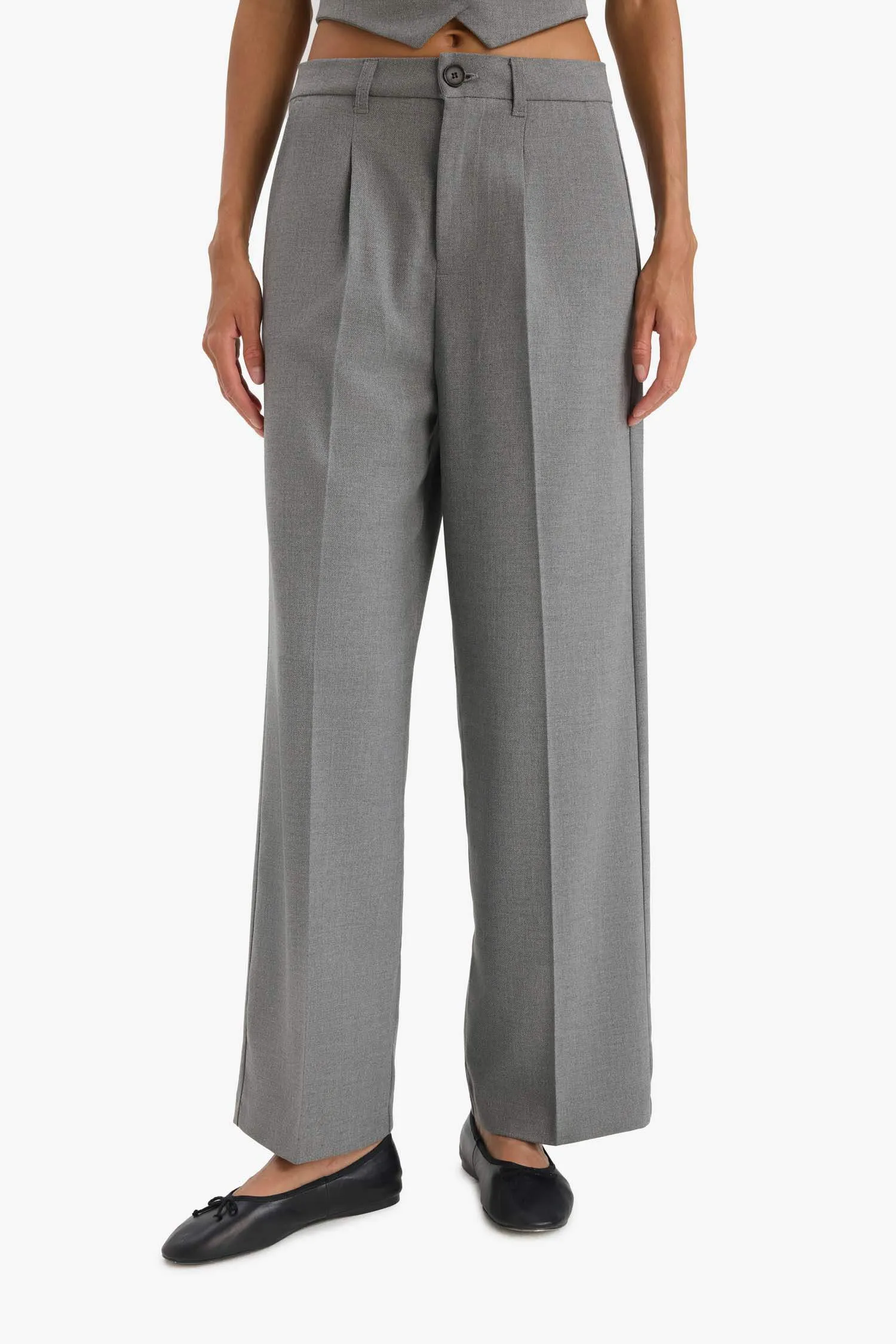Wide Leg Pens Classic Palazzo Pants Wide Pleated Leg Basic Straight Long Size High Waist Pocket