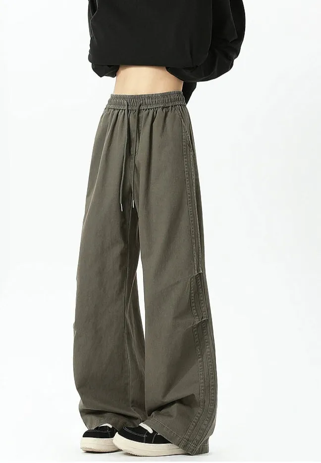 Wide-Leg Pleated Casual Pants