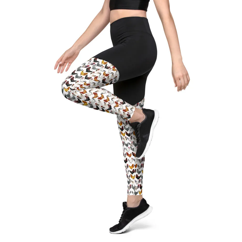 Women's Chicken Print Sports Leggings