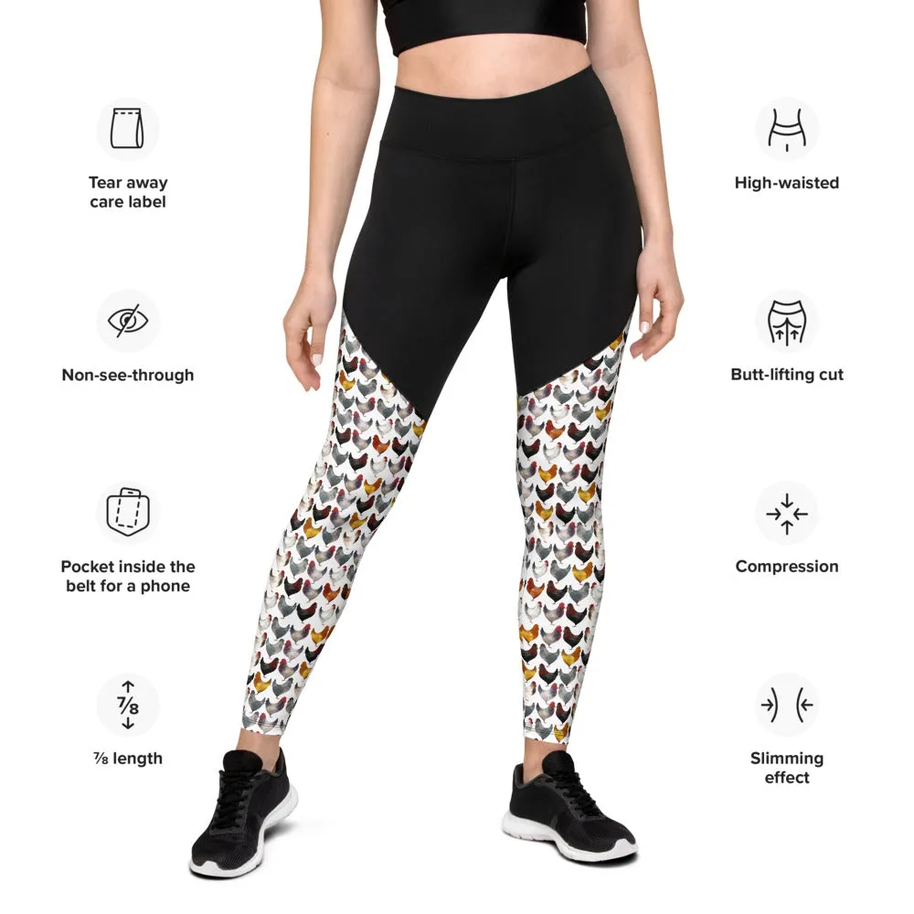 Women's Chicken Print Sports Leggings