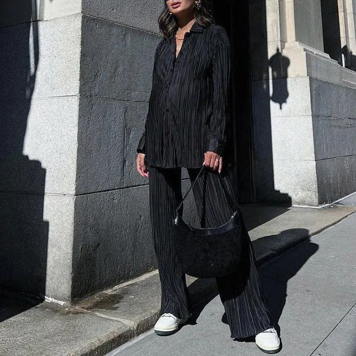 Women's elegant pleated two-piece set