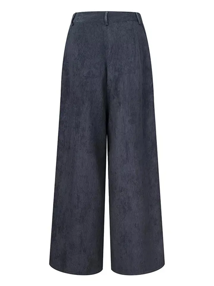 Women's Fashion High-Rise Corduroy Wide Leg Pants
