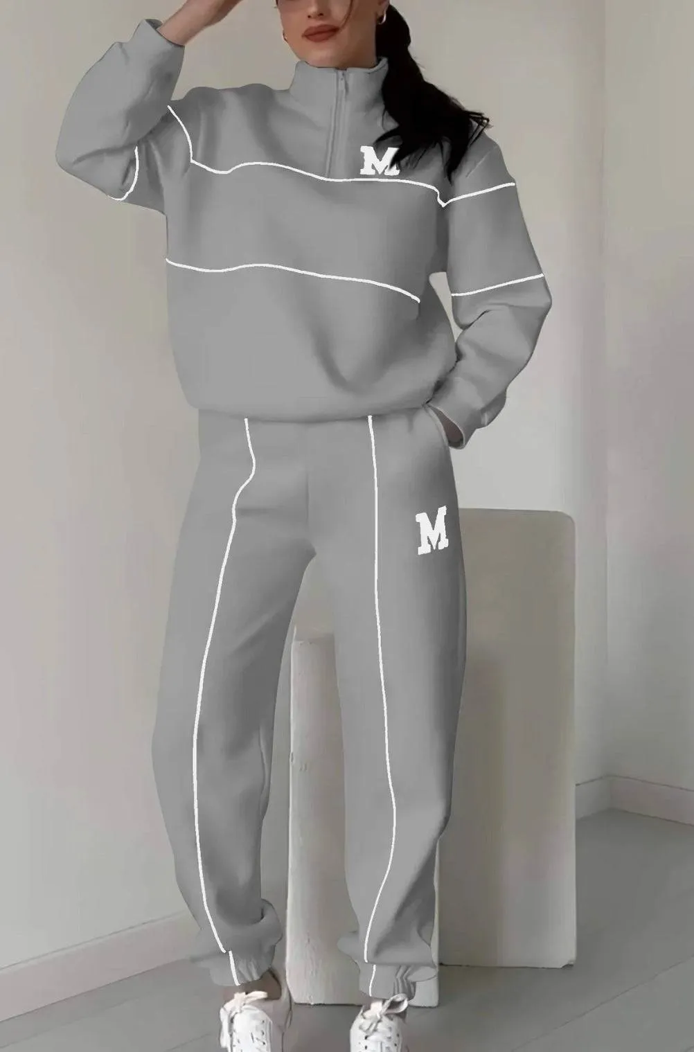 Women's Long-Sleeve Sweater Sports Suit – Comfortable and Stylish Two-Piece Activewear
