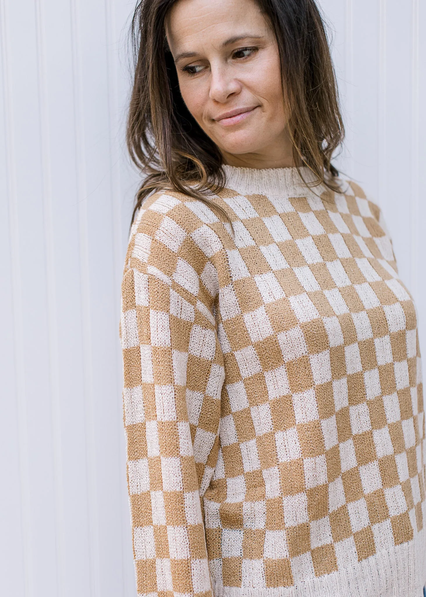 XZ Camel Checks Sweater