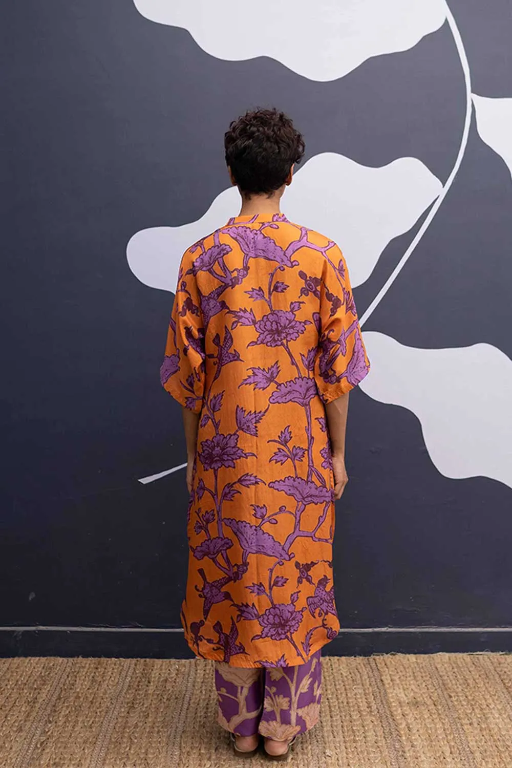 YAM   I   San Sebastian MAUI ORANGE KURTA SET 2  (KURTA & PANTS) PURE HABUTAI SILK ORANGE YAMBILLIE16