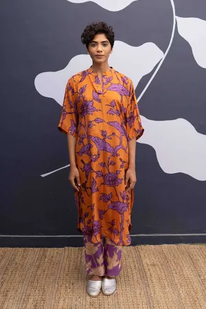 YAM   I   San Sebastian MAUI ORANGE KURTA SET 2  (KURTA & PANTS) PURE HABUTAI SILK ORANGE YAMBILLIE16