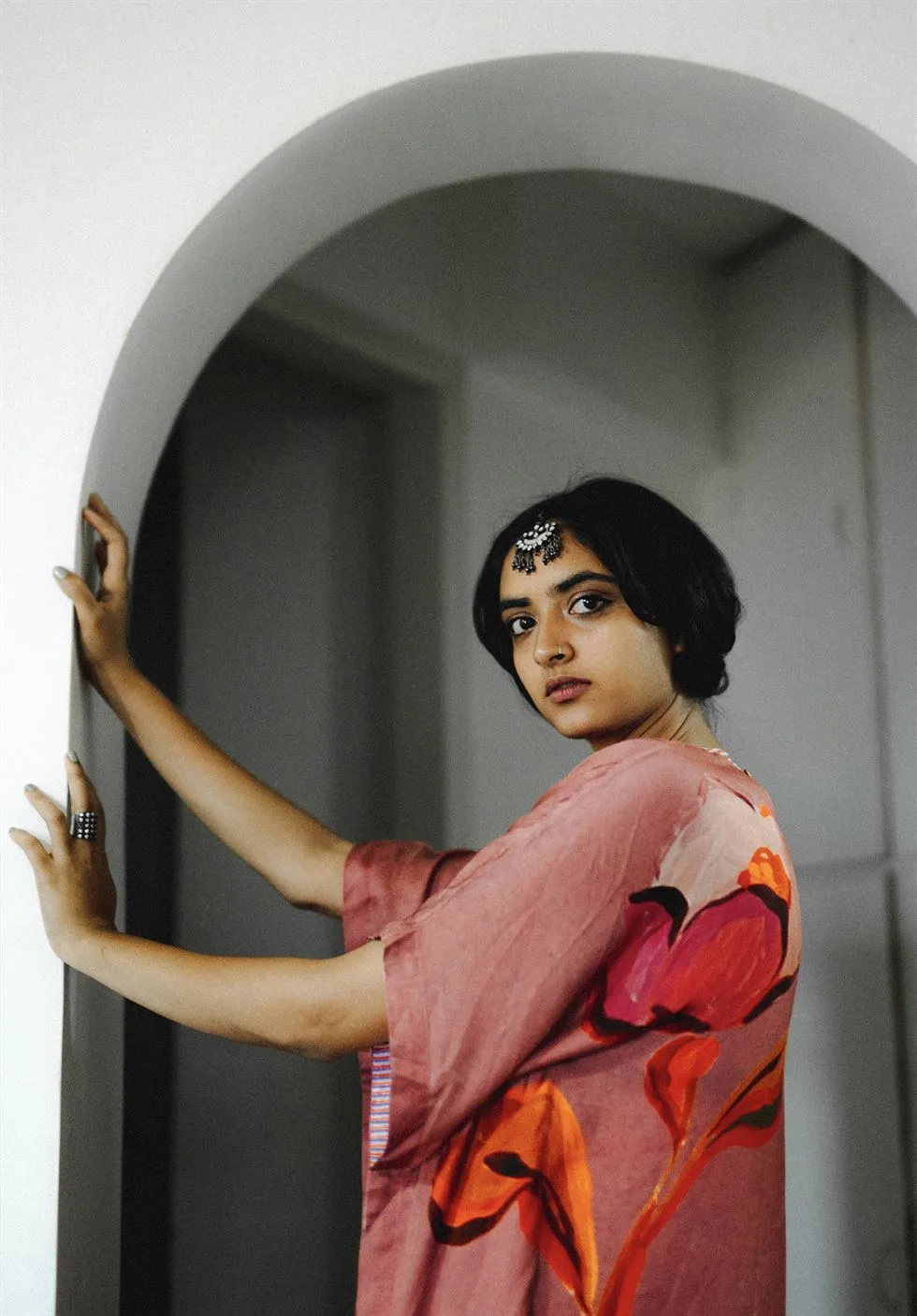 YAM   I Vancluse  ANEMONE KAFTAN SET KURTA SET KURTA - SATIN PANTS - SILK PINK Festive Collections YAMDR36