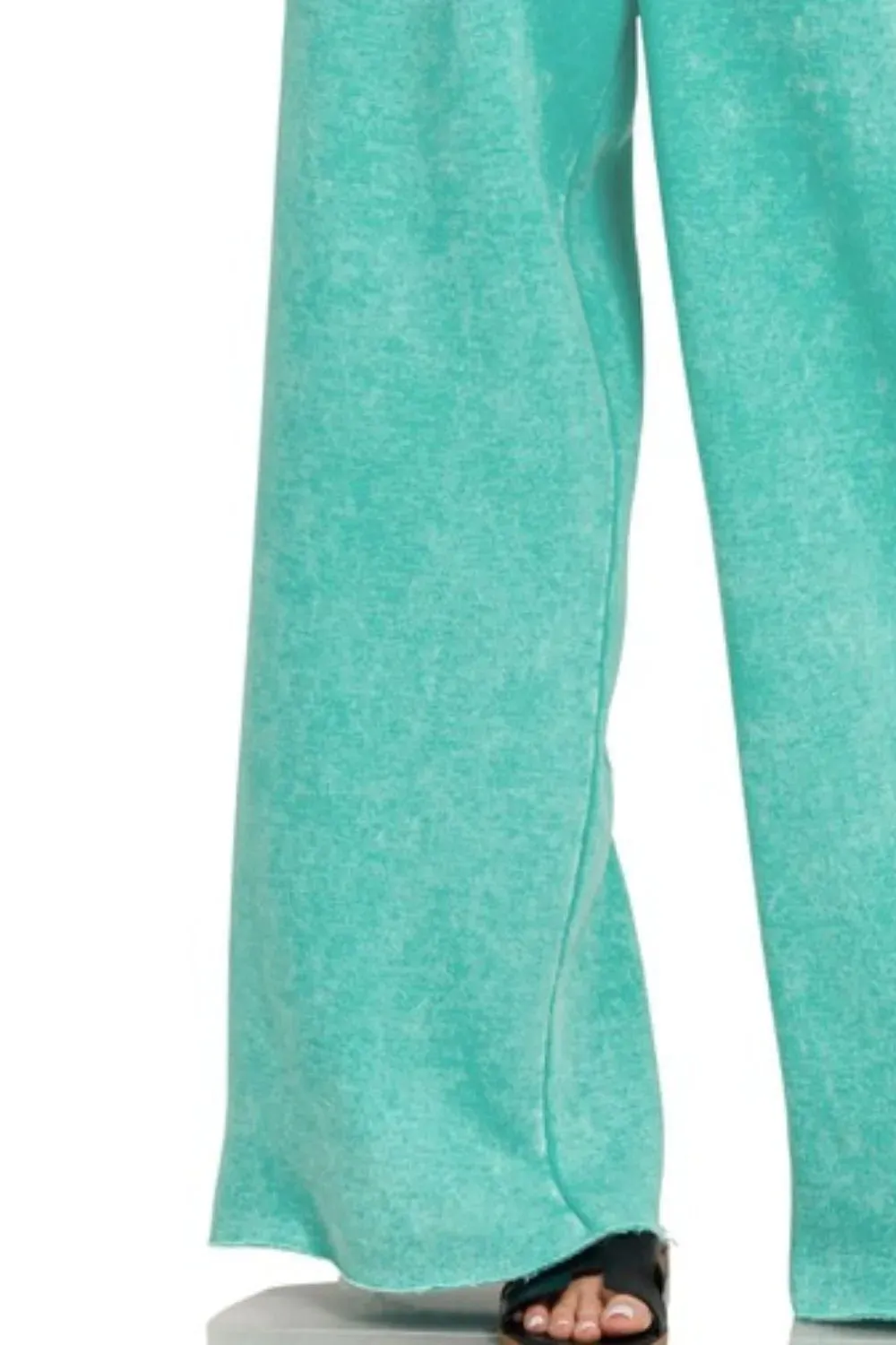 Zenana Acid Wash Fleece Palazzo Sweatpants with Pockets