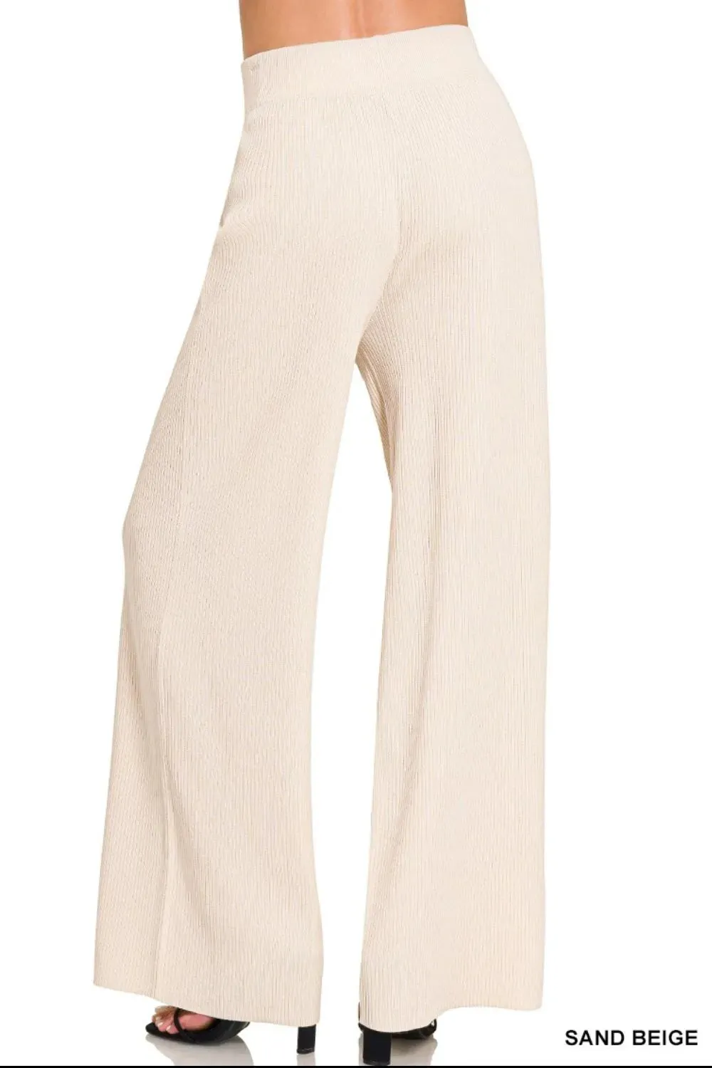 Zenana Viscose Ribbed Sweater Pants
